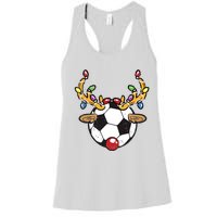 Soccer Ball Reindeer Christmas Pajama Xmas Lights Sport Women's Racerback Tank