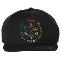 Save Bees Rescue Animals Recycle Plastic Earth Day Wool Snapback Cap