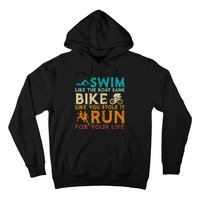 Swim Bike Run Funny Triathlon Hoodie