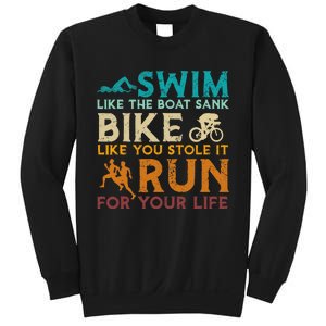 Swim Bike Run Funny Triathlon Sweatshirt