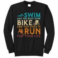 Swim Bike Run Funny Triathlon Sweatshirt