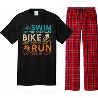 Swim Bike Run Funny Triathlon Pajama Set