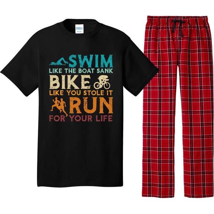 Swim Bike Run Funny Triathlon Pajama Set