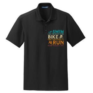 Swim Bike Run Funny Triathlon Dry Zone Grid Polo