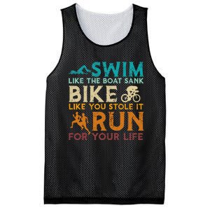 Swim Bike Run Funny Triathlon Mesh Reversible Basketball Jersey Tank