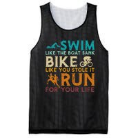 Swim Bike Run Funny Triathlon Mesh Reversible Basketball Jersey Tank