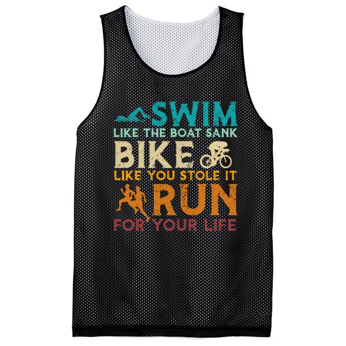 Swim Bike Run Funny Triathlon Mesh Reversible Basketball Jersey Tank