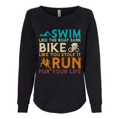 Swim Bike Run Funny Triathlon Womens California Wash Sweatshirt