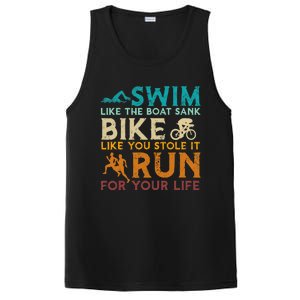 Swim Bike Run Funny Triathlon PosiCharge Competitor Tank