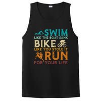 Swim Bike Run Funny Triathlon PosiCharge Competitor Tank