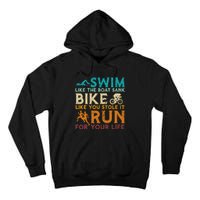 Swim Bike Run Funny Triathlon Tall Hoodie