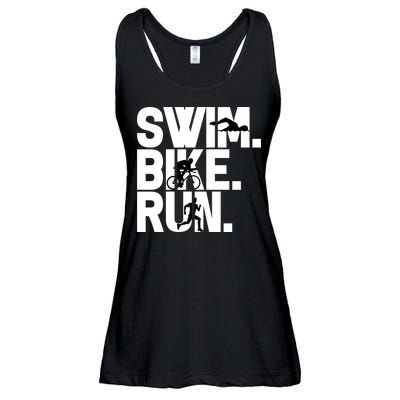 Swim Bike Run Triathlon Triathlete Athletics Gift Ladies Essential Flowy Tank
