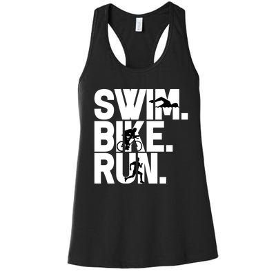 Swim Bike Run Triathlon Triathlete Athletics Gift Women's Racerback Tank