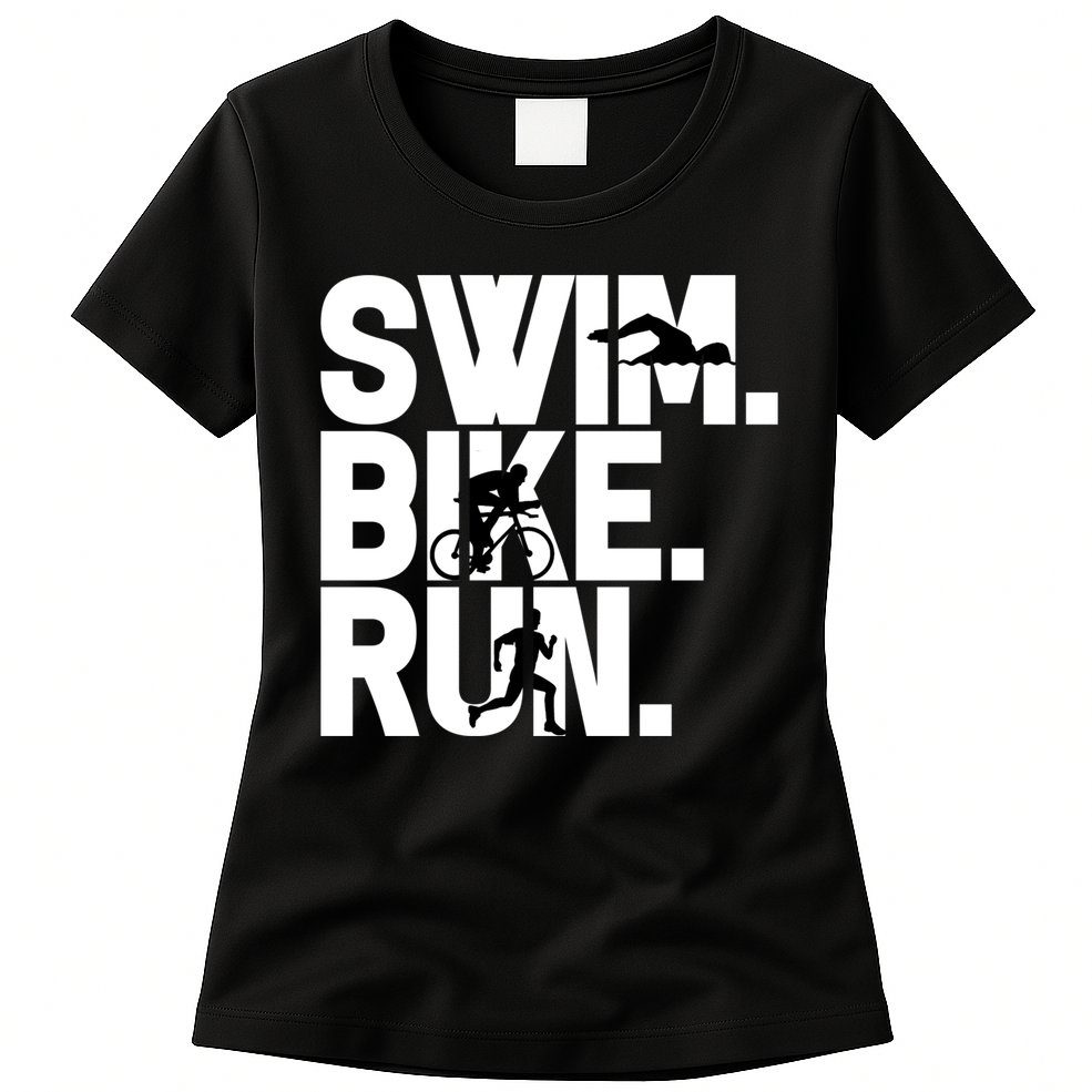 Swim Bike Run Triathlon Triathlete Athletics Gift Womens T-Shirt