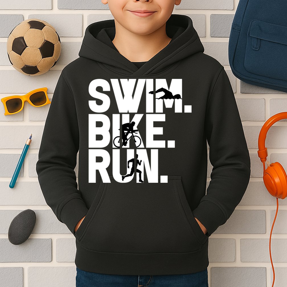 Swim Bike Run Triathlon Triathlete Athletics Gift Kids Hoodie