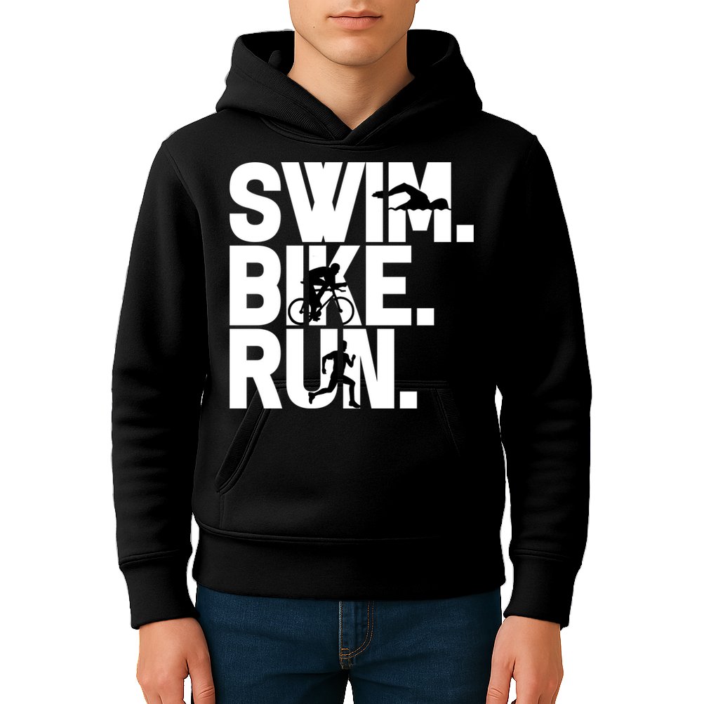 Swim Bike Run Triathlon Triathlete Athletics Gift Kids Hoodie