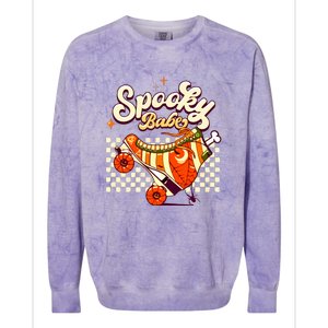 Spooky Babe Retro Halloween Orange Roller Skates Funny Pumpkin Gift Colorblast Crewneck Sweatshirt