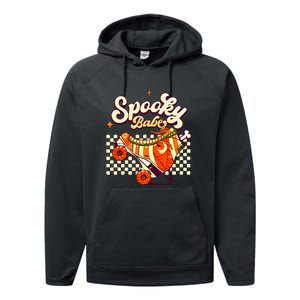 Spooky Babe Retro Halloween Orange Roller Skates Funny Pumpkin Gift Performance Fleece Hoodie