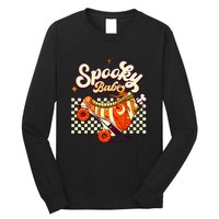 Spooky Babe Retro Halloween Orange Roller Skates Funny Pumpkin Gift Long Sleeve Shirt