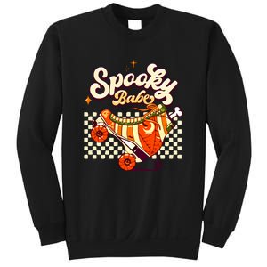 Spooky Babe Retro Halloween Orange Roller Skates Funny Pumpkin Gift Sweatshirt