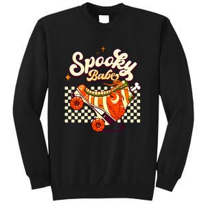 Spooky Babe Retro Halloween Orange Roller Skates Funny Pumpkin Gift Tall Sweatshirt