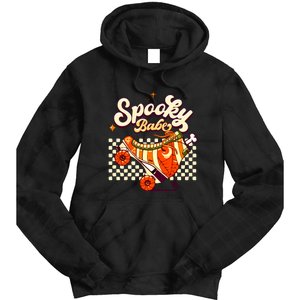 Spooky Babe Retro Halloween Orange Roller Skates Funny Pumpkin Gift Tie Dye Hoodie