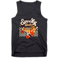 Spooky Babe Retro Halloween Orange Roller Skates Funny Pumpkin Gift Tank Top