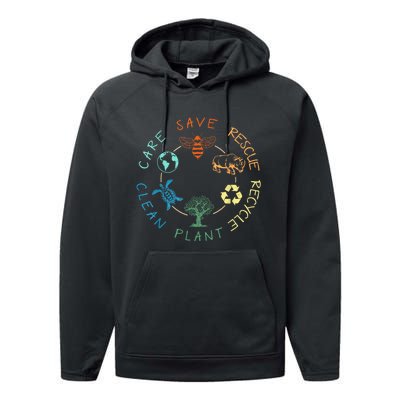 Save Bees Rescue Animals Recycle Plastic Earth Day 2024 Performance Fleece Hoodie