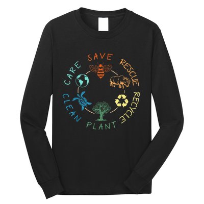 Save Bees Rescue Animals Recycle Plastic Earth Day 2024 Long Sleeve Shirt