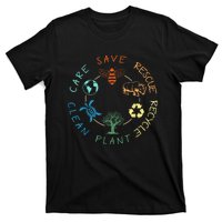 Save Bees Rescue Animals Recycle Plastic Earth Day 2024 T-Shirt