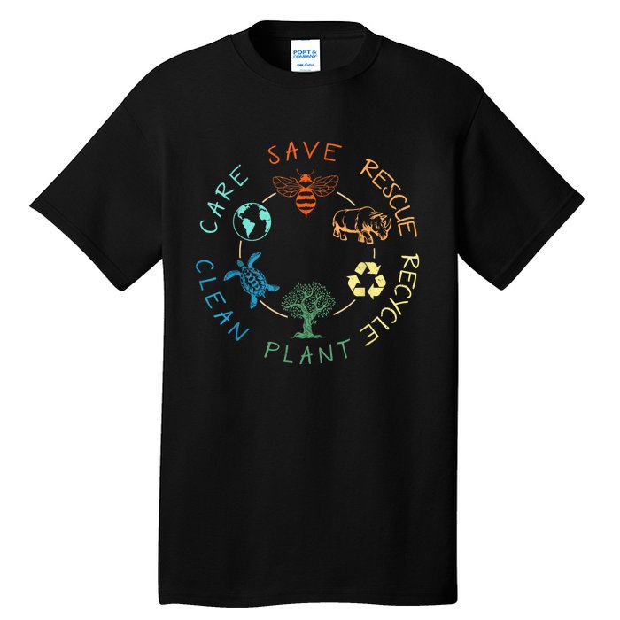 Save Bees Rescue Animals Recycle Plastic Earth Day 2024 Tall T-Shirt