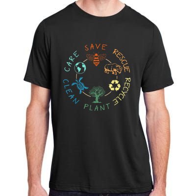 Save Bees Rescue Animals Recycle Plastic Earth Day 2024 Adult ChromaSoft Performance T-Shirt