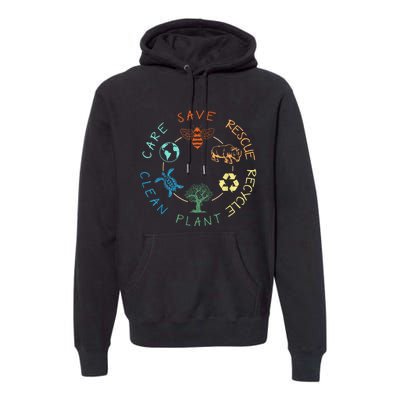 Save Bees Rescue Animals Recycle Plastic Earth Day 2024 Premium Hoodie