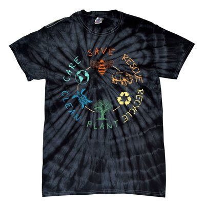 Save Bees Rescue Animals Recycle Plastic Earth Day 2024 Tie-Dye T-Shirt