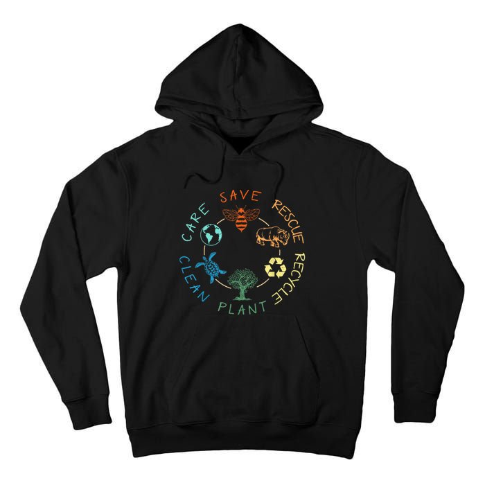 Save Bees Rescue Animals Recycle Plastic Earth Day 2024 Tall Hoodie