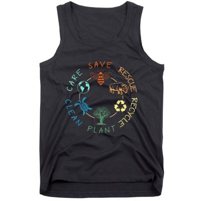 Save Bees Rescue Animals Recycle Plastic Earth Day 2024 Tank Top