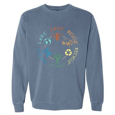 Save Bees Rescue Animals Recycle Plastic Earth Day 2024 Garment-Dyed Sweatshirt