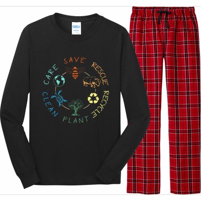 Save Bees Rescue Animals Recycle Plastic Earth Day 2024 Long Sleeve Pajama Set