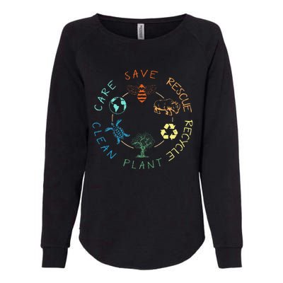 Save Bees Rescue Animals Recycle Plastic Earth Day 2024 Womens California Wash Sweatshirt