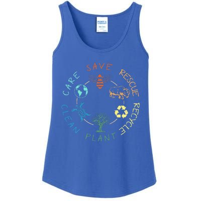 Save Bees Rescue Animals Recycle Plastic Earth Day 2024 Ladies Essential Tank