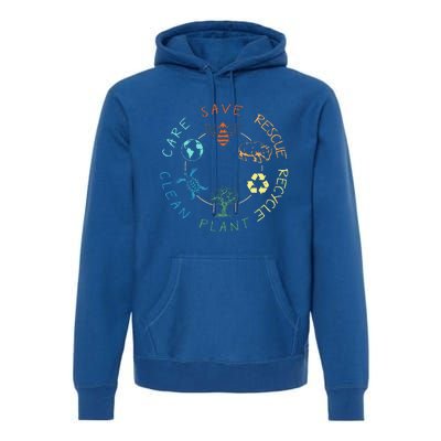 Save Bees Rescue Animals Recycle Plastic Earth Day 2024 Premium Hoodie