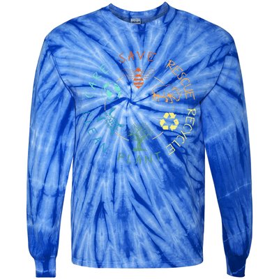 Save Bees Rescue Animals Recycle Plastic Earth Day 2024 Tie-Dye Long Sleeve Shirt