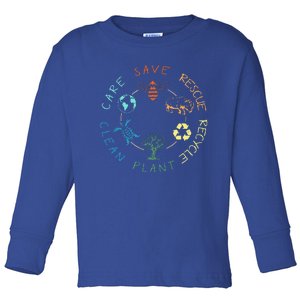 Save Bees Rescue Animals Recycle Plastic Earth Day 2024 Toddler Long Sleeve Shirt