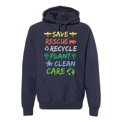 Save Bees Rescue Animals Recycle Earth Day Women Premium Hoodie