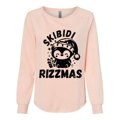 Ski Bidi Riz Zmas Funny Gen Alpha Slang Christmas Penguin Womens California Wash Sweatshirt