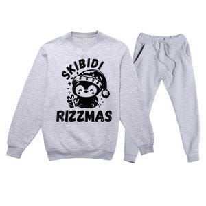 Ski Bidi Riz Zmas Funny Gen Alpha Slang Christmas Penguin Premium Crewneck Sweatsuit Set