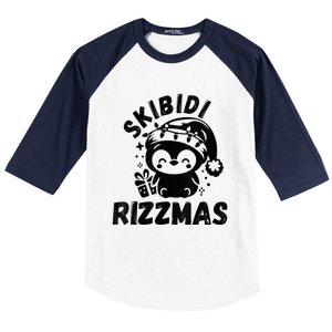 Ski Bidi Riz Zmas Funny Gen Alpha Slang Christmas Penguin Baseball Sleeve Shirt