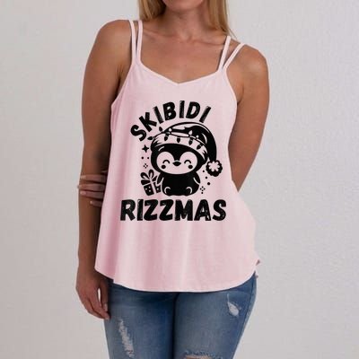 Ski Bidi Riz Zmas Funny Gen Alpha Slang Christmas Penguin Women's Strappy Tank