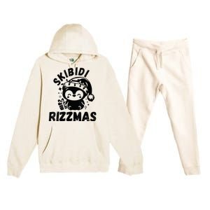 Ski Bidi Riz Zmas Funny Gen Alpha Slang Christmas Penguin Premium Hooded Sweatsuit Set