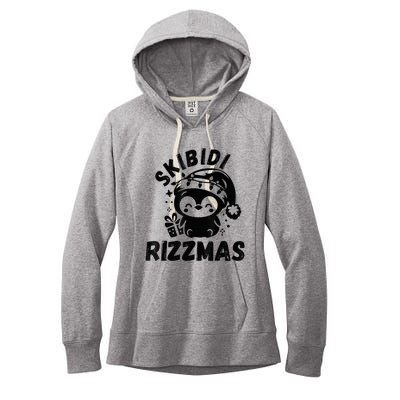 Ski Bidi Riz Zmas Funny Gen Alpha Slang Christmas Penguin Women's Fleece Hoodie